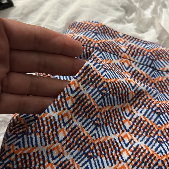 Joie High Waist Blue snd Orange Geometric Linen and Silk Blend Shorts. - Picture 15 of 15